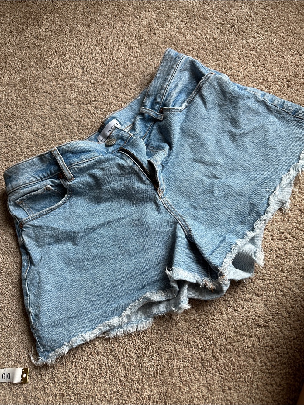 LOFT Light Wash Denim Frayed Hem Jean Shorts